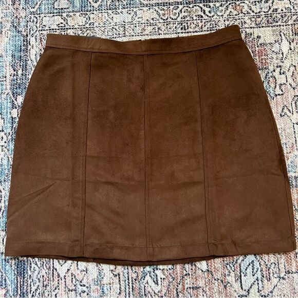 Banana Republic NWT Brown Vegan Faux Suede A-Line Mini Skirt Size 12 - Picture 5 of 14